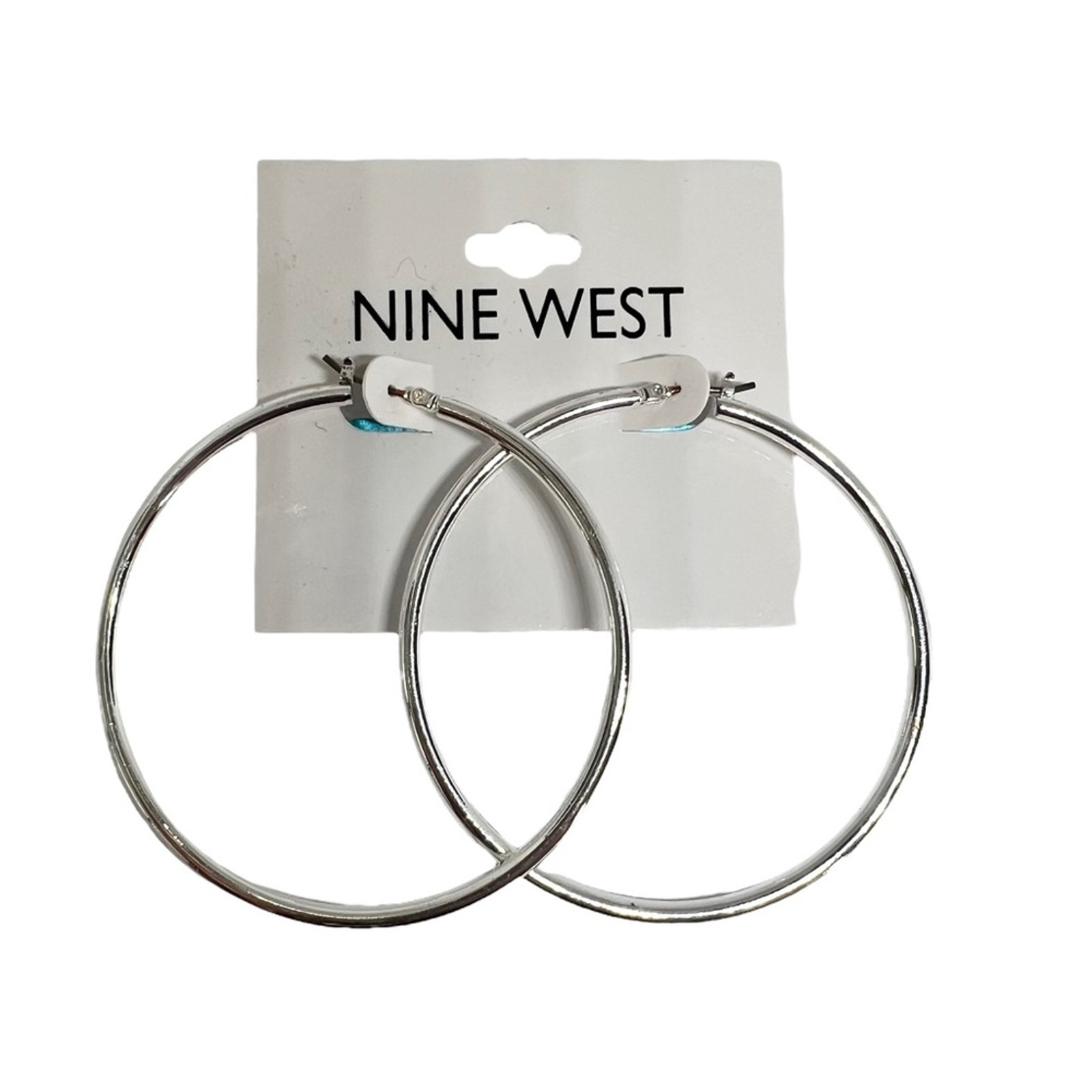 Nine West 25in Silver Tone Hoop Earrings 13$